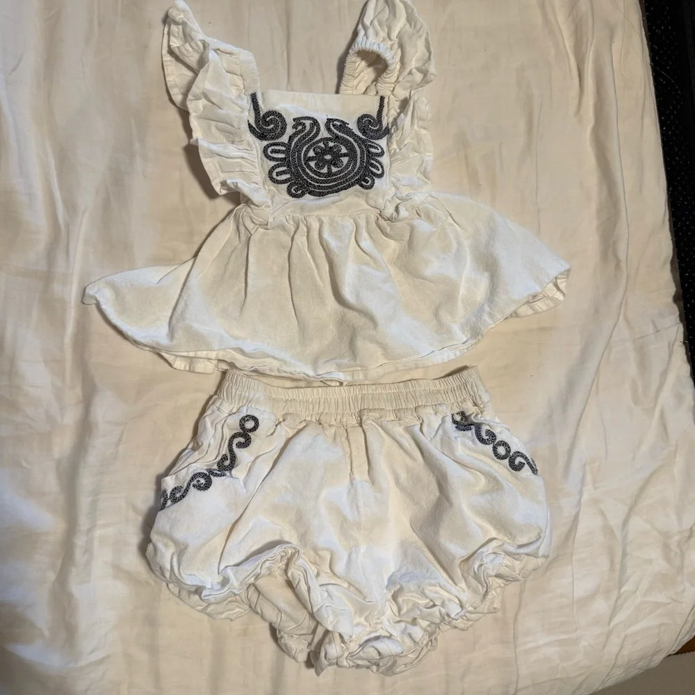 Habitual White and‎ Black Embroidered Baby Outfit​